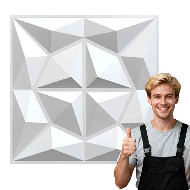 3D nástěnný stropní panel Kaseton Nástěnné panely 50x50 Diamant Bílá