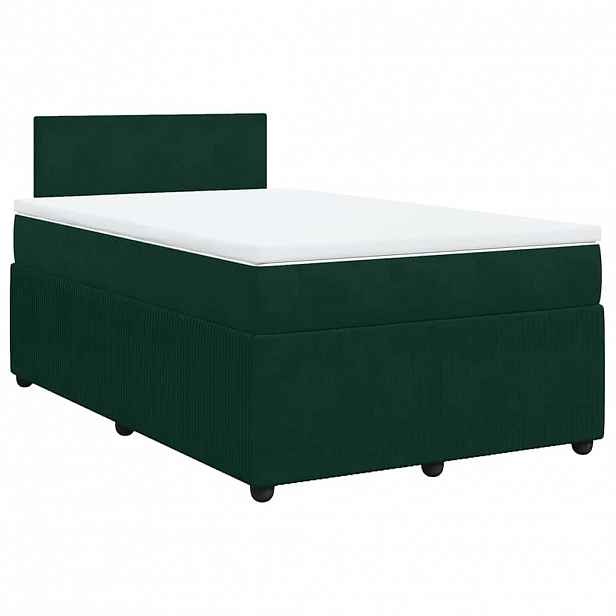 vidaXL Box spring postel s matrací tmavě zelená 120 x 200 cm samet