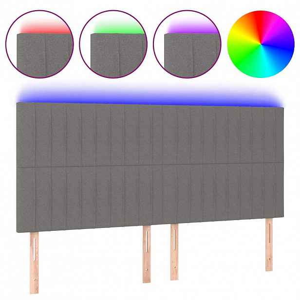 vidaXL Čelo postele s LED tmavě šedé 200x5x118/128 cm textil