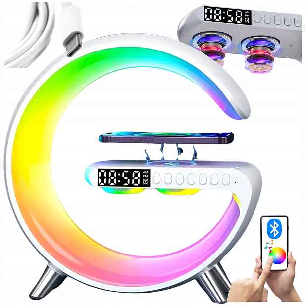 Herní Led lampa Rgb Reproduktor Nabíječka Indukční budík Nový Model