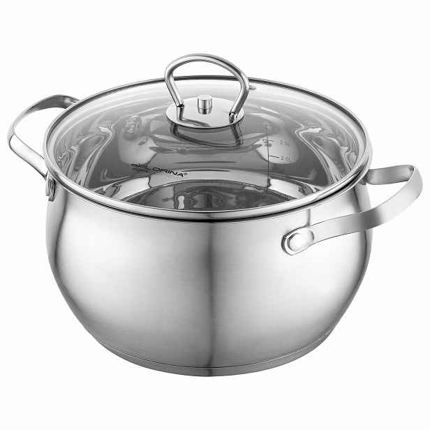 Hrnec s víkem z oceli, saténový, 20 cm, 3,9 l, všechny sporáky