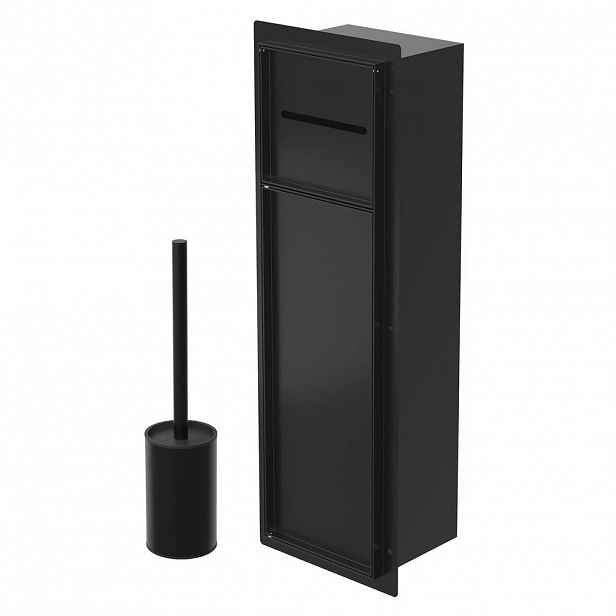 LuxeBath ZAPUŠTĚNÝ skříňkový modul WC z nerezové oceli, černý matný, 60 x 20 x 14 cm