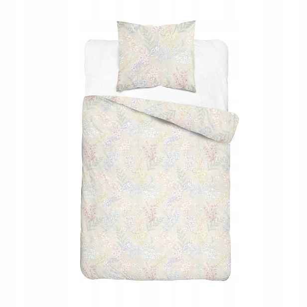 Povlečení saténové 140x200 bílé s rostlinným pastelovým odstínem 6064 A Home Satin