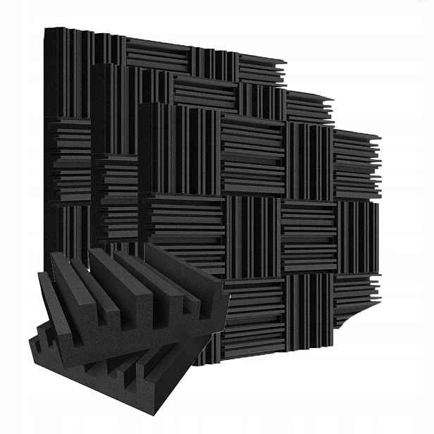 Nástěnné lamely 30 x 30 cm akustické na černém filcu Antracit