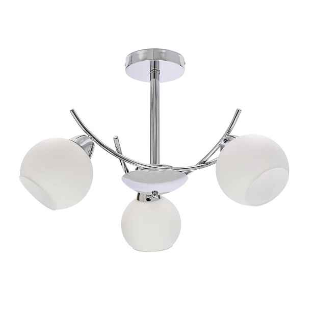 AMOS Chromová závěsná lampa 3x40W E27 bílé stínidlo