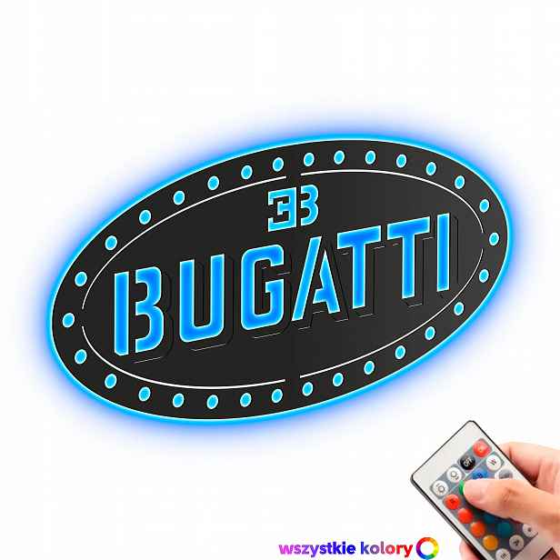 Dřevěný 3D obraz Logo Bugatti Nástěnná Dekorace Dárek Noční Lampa Led