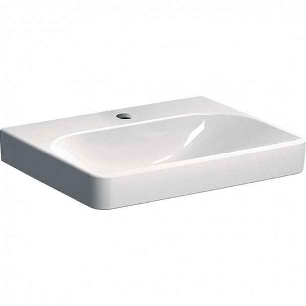 Geberit Smyle Square - Umyvadlo 60x48 cm, bez přepadu, otvor pro baterii, bílá 501.732.00.1