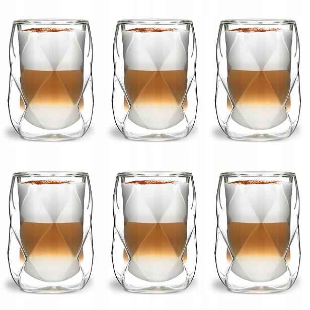 Termosklenice na kávu latte cappuccino Vialli Design Geo 350 ml 6 ks