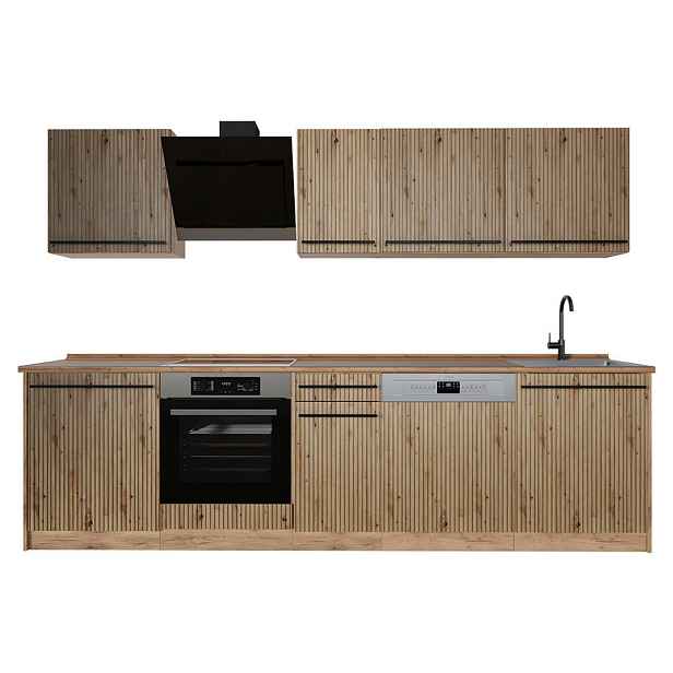 Vicco KUCHYŇSKÝ KOUT R-Line, Řemeslný dub/Zlatý mocný dub, 280 cm pracovná doska Dub Goldkraft