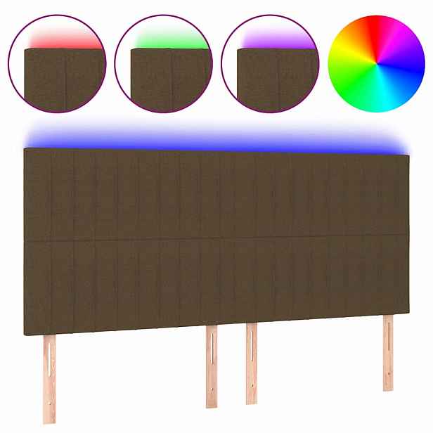 vidaXL Čelo postele s LED tmavě hnědá 200x5x118/128 cm textil