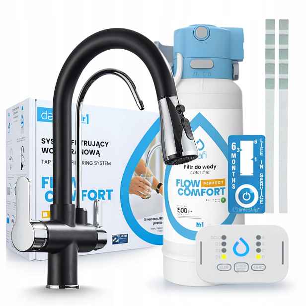 Černostříbrný Kohoutek Na Vodní Filtr A Filtr Pod Dřez Dafi Flow Comfort D-1