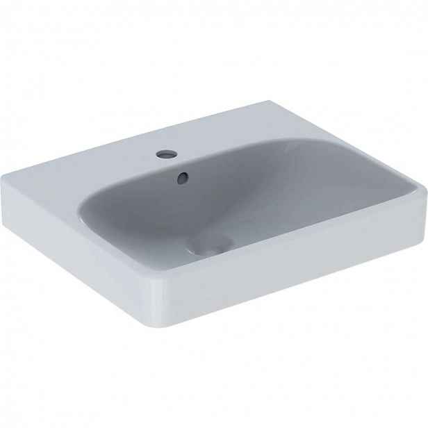 Geberit Smyle Square - Umyvadlo 50x41 cm, s přepadem, otvor pro baterii, bílá 500.256.01.1