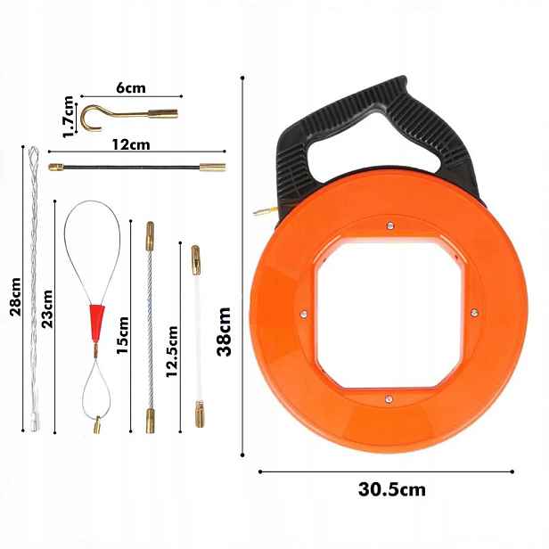 Pilot Linka pro protahování kabelů Vlákno Ø 4 mm 30 m v kazetě s příslušenstvím