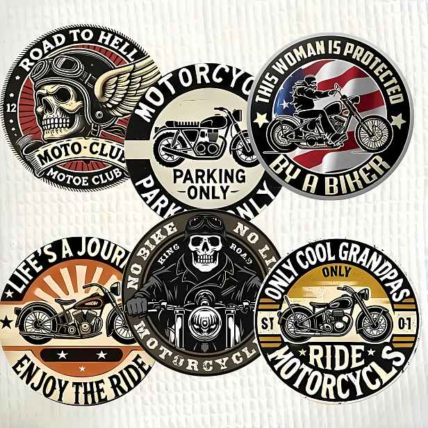 TEMU Sada 6 retro, cool a unikátních dřevěných tácků s motocyklovou tématikou. Vintage prvky, a výrazný design písmo zdůrazňují motocyklové nadšence,