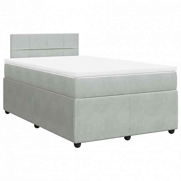 vidaXL Box spring postel s matrací světle šedá 120 x 200 cm samet
