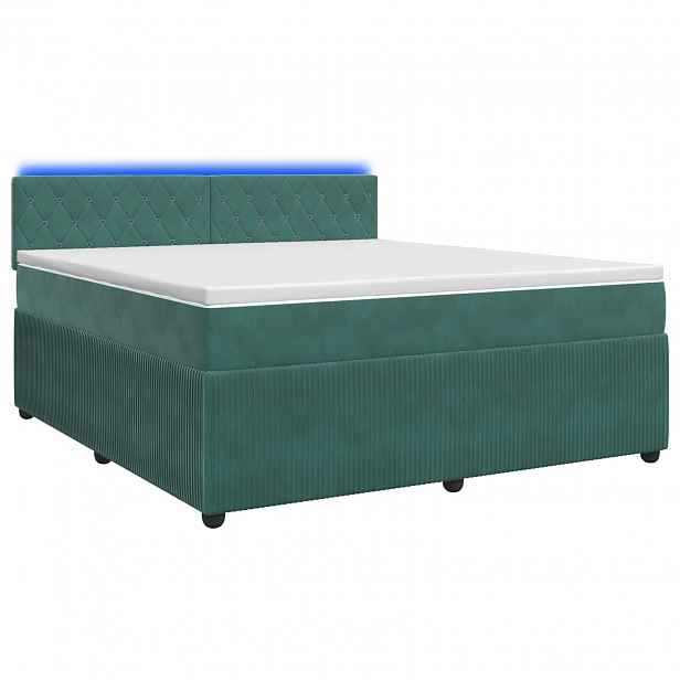 vidaXL Postel boxspring s matrací Tmavě zelená 180 x 200 cm Samet