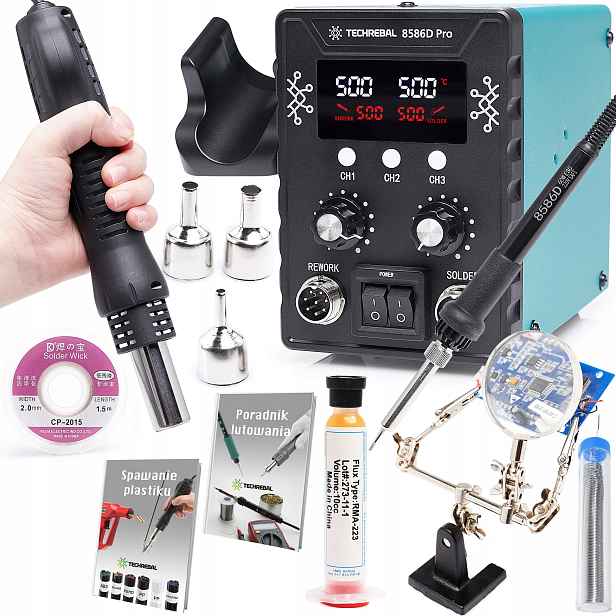 Pájecí Sada 2V1 Techrebal 8586D Pro Hot Air Hrotová Příslušenství Smd Hq