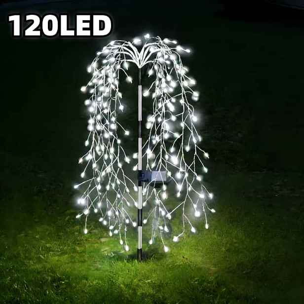 TEMU Solární LED řetězové světla 120/200 s 13 světelnými režimy, s funkcí automatického zapínání/vypínání a ambientním osvětlením. Vhodné pro dvorky,
