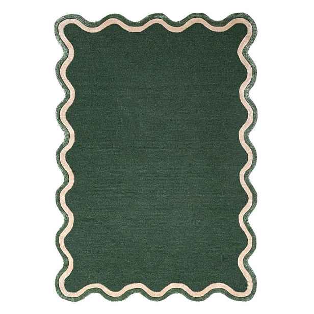 Tmavě zelený ručně tkaný koberec s příměsí vlny 200x290 cm Rivo Wool – Flair Rugs
