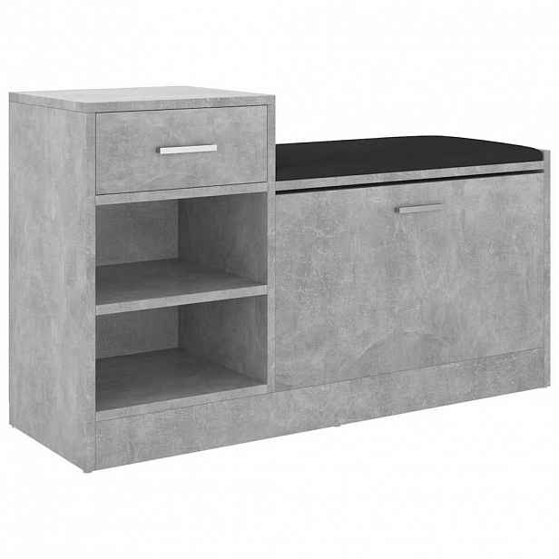 vidaXL Lavice s botníkem betonově šedá 94,5 x 31 x 57 cm kompozit