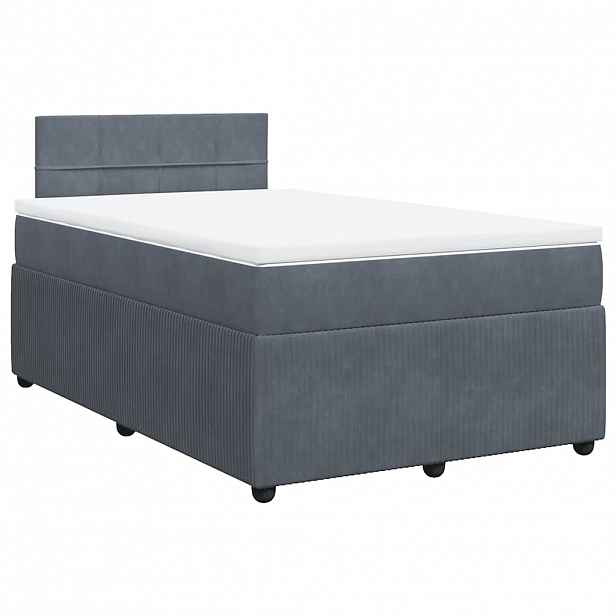 vidaXL Box spring postel s matrací tmavě šedá 120 x 200 cm samet