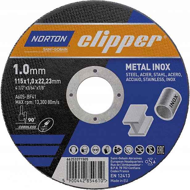 Kotouč na řezání kovů a Inox Norton A60S-115x1x22.23mm 25 Ks