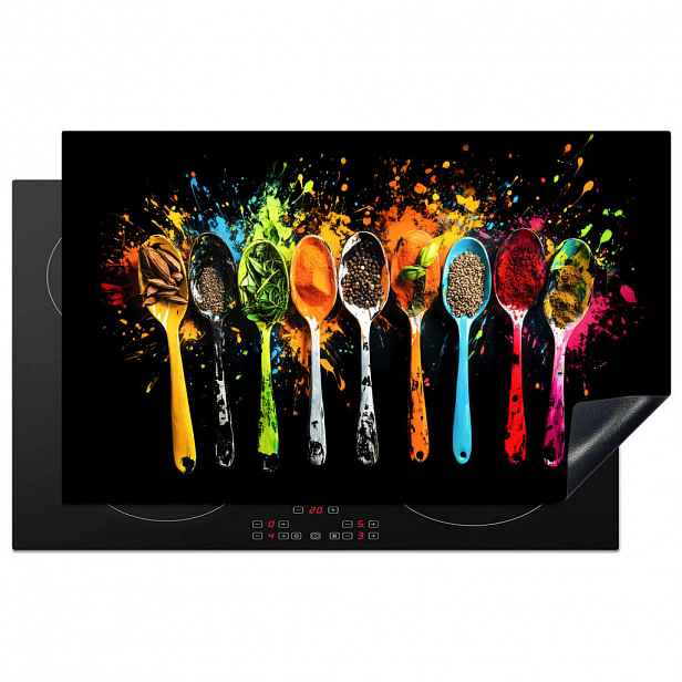 MuchoWow KRYT NA INDUKČNÍ DESKU Lžičky - koření - moderní - graffiti - barva - barevné 83x51 cm