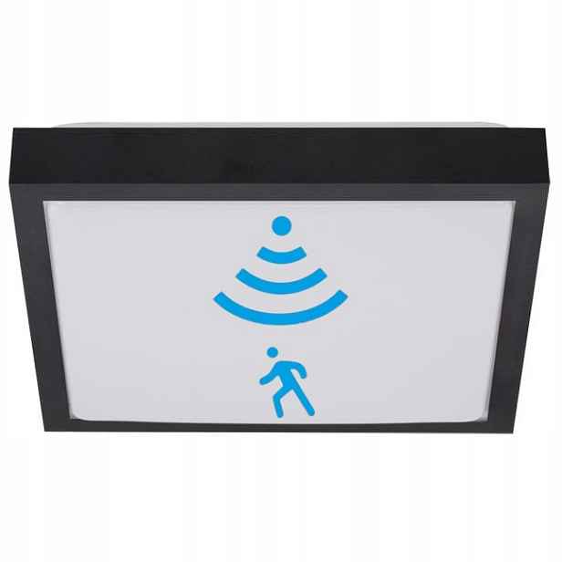 Stropní Svítidlo Koupelnová Lampa Panel Černá Senzor Pohybu Pro Led 2 x E27 IP44