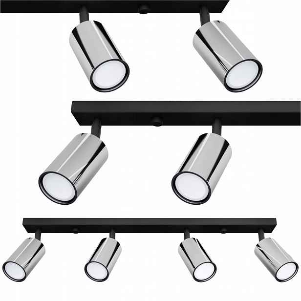 Stropní Svítidlo Stropní Závěsný Lustr Tuba Černá Stříbrná Černá Led 4x GU10 Loft