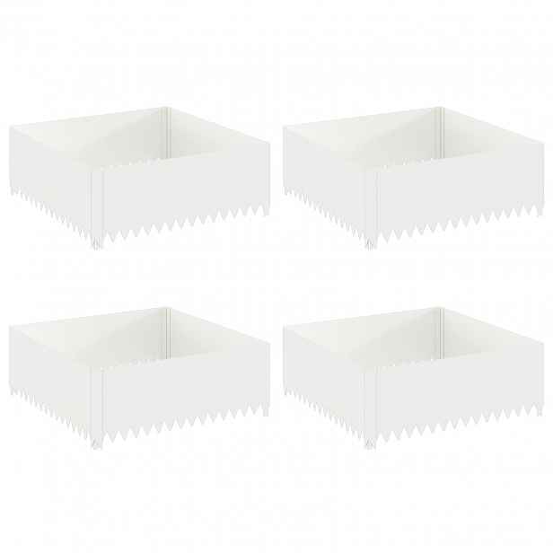 vidaXL Okraj trávníku 4 ks 100 x 100 x 35 cm Ocel Bílá