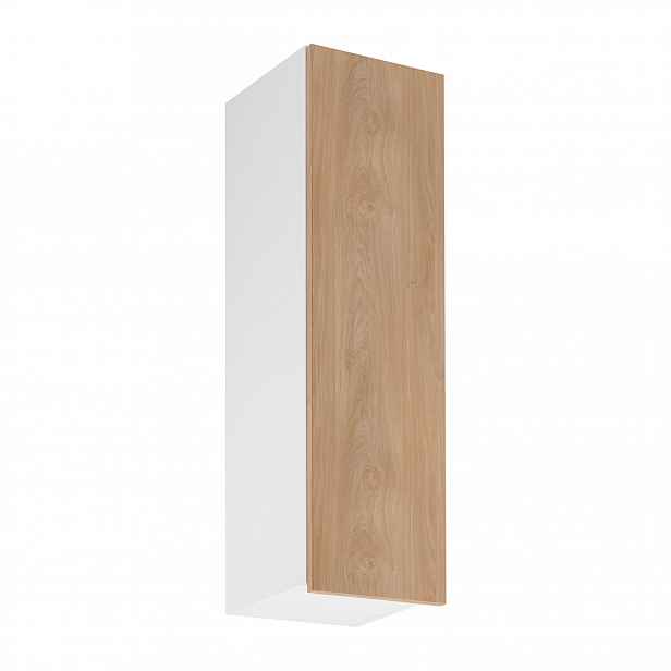 Vysoká horní kuchyňská skříňka SALERNO - šířka 30 cm, bílá / dub, pravé provedení