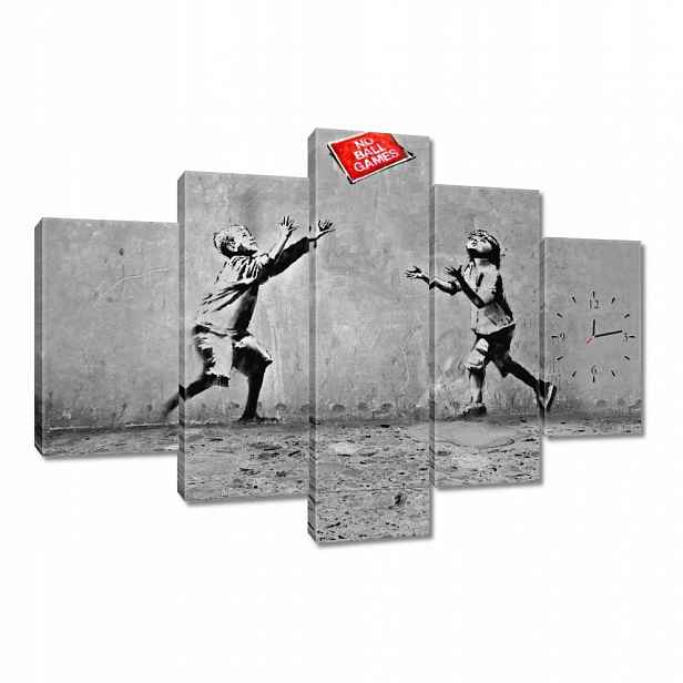 Nástěnné hodiny 150x105 Banksy No ball games