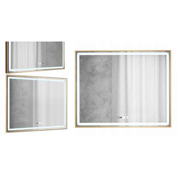 Obdélníkové podsvícené zrcadlo Orion Rose Gold s energeticky úspornými Led diodami 100x80