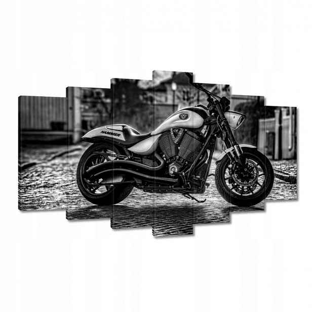 Obrazy 140x80 Černobílé foto motorka