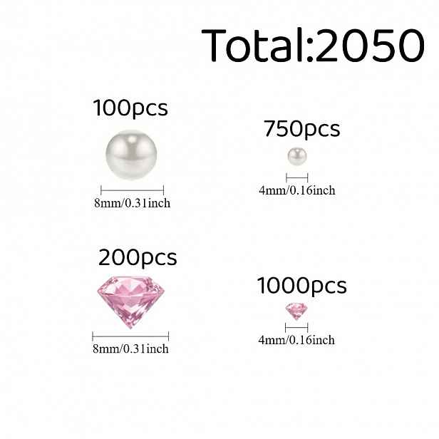 TEMU 2050 ks Třpytivé růžové a akrylové diamantové stolní dekorace - 4/8 mm fasetované kamínky jako drahokamy, výplň do váz, svatební dekorace, pro