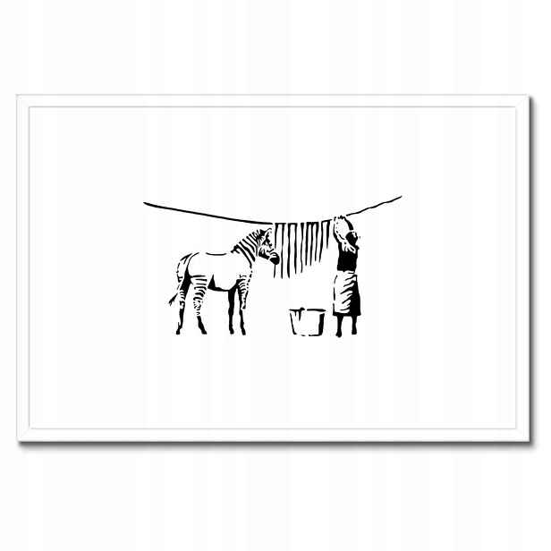 Plakáty v rámu 60x40 Praní zebry Banksy Pruhy