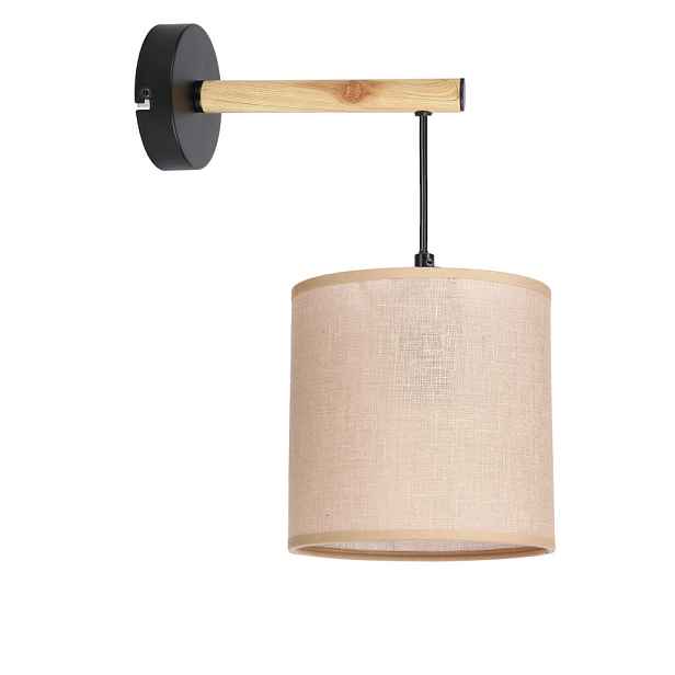 Kombinovaná nástěnná lampa černá 1x60W E27 stínidlo béžové
