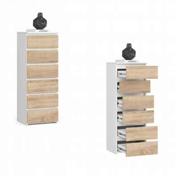 Komoda skříňka 40 cm CL6 6 zásuvek bílá- sonoma Akd