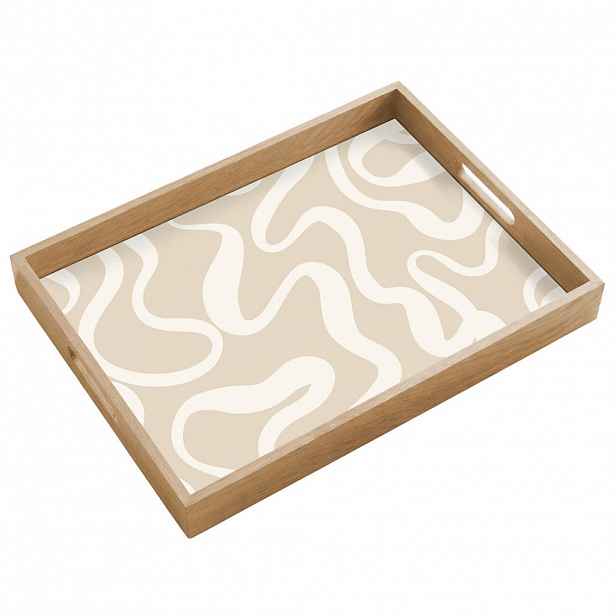 OnlyWow SERVÍROVACÍ PODNOS Linie - abstraktní - béžová - bílá - minimalistická 50x35 cm