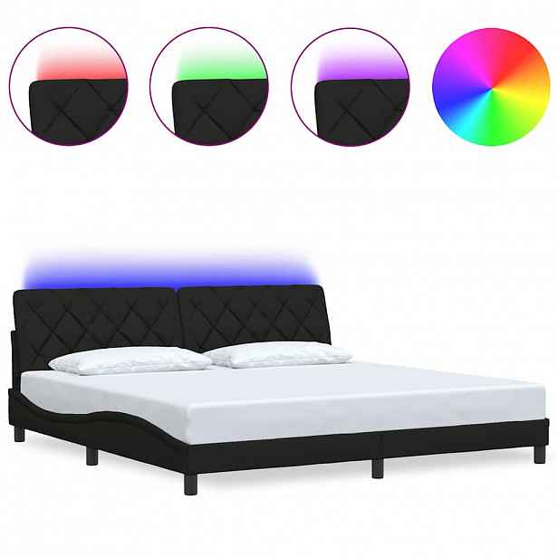 vidaXL Rám postele s LED bez matrace černý 200x200 cm Látka