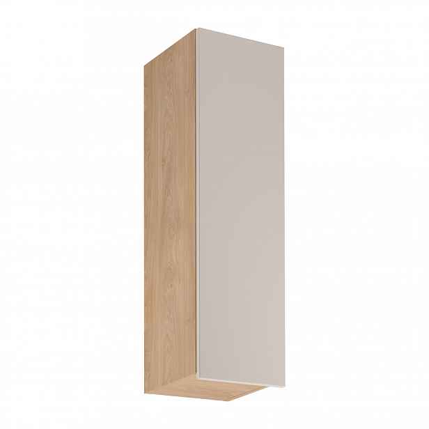 Vysoká horní kuchyňská skříňka SALERNO - šířka 30 cm, dub / béžová, pravé provedení