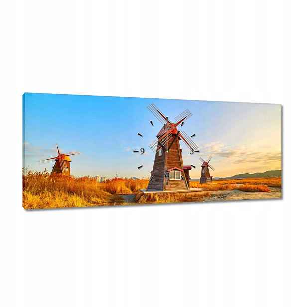 Hodiny 100x40 Dřevěný větrný mlýn
