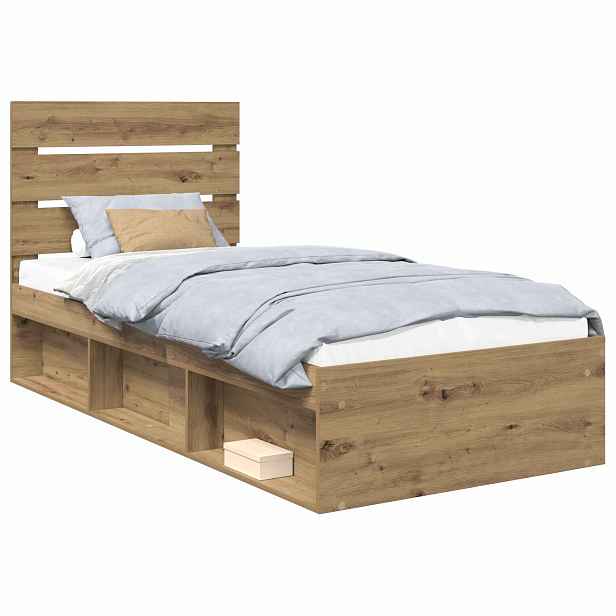 vidaXL Rám postele Umělecký dub 90 x 190 cm Masivní borové dřevo