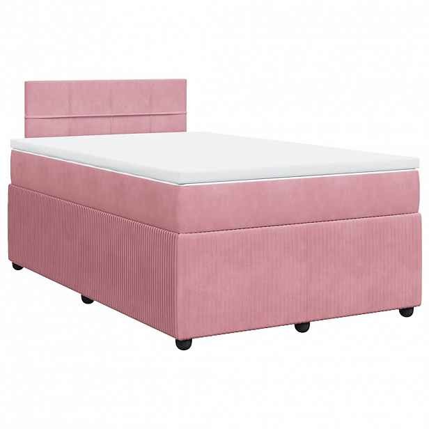 vidaXL Box spring postel s matrací růžová 120 x 200 cm samet