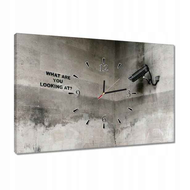 Hodiny 60x40 Banksy Kamera Graffiti