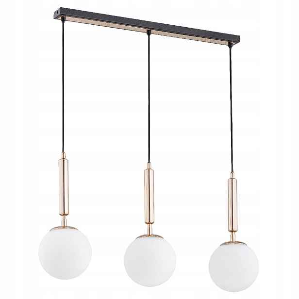 Moderní závěsná lampa 3xE14 černo-zlatá koule do obývacího pokoje Volda Alfa