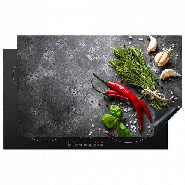 MuchoWow KRYT NA INDUKČNÍ DESKU Pepř - Bylinky - Koření - Beton 83x51 cm