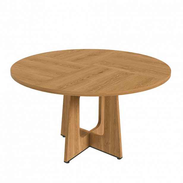 STILVORA JÍDELNÍ STŮL v barvě dubu s MDF deskou a ořechovou dýhou do jídelny a obývacího pokoje, 120×120×76 cm