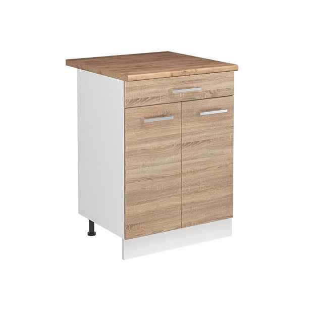 Vicco SKŘÍŇKA POD DŘEZ R-Line, Sonoma/Bílá, 60 cm pracovní deska Zlatý mocný dub