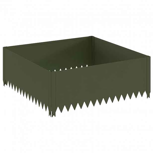 vidaXL Okraj trávníku 100 x 100 x 35 cm Ocel Olivově zelená